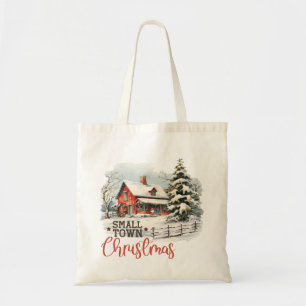 Rustieke kleine stad kerst boerderij tote bag