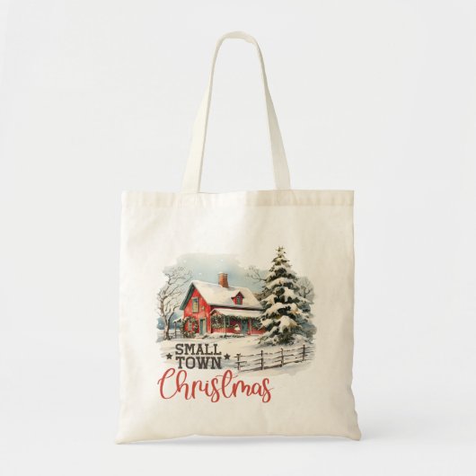 Rustieke kleine stad kerst boerderij tote bag (Voorkant)