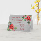 Rustieke kleinzoon en zijn vrouw Vrolijk kerstfees Kaart (Gele Bloem)