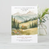 Rustieke kleuren Mountain Cabin Getaway Waterverf Kaart (Staand voorkant)