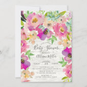 Rustieke Kleurrijke Bloemen Baby shower Invitation Kaart (Voorkant)