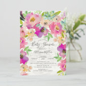 Rustieke Kleurrijke Bloemen Baby shower Invitation Kaart (Staand voorkant)