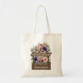 Rustieke Kleurrijke Bloemen Waterverf Bruidsmeisje Tote Bag (Voorkant)