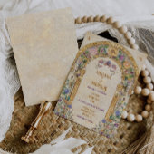 rustieke kleurrijke bloemenbruiloft kaart