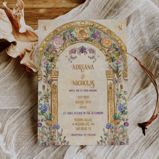  rustieke kleurrijke bloemenbruiloft kaart