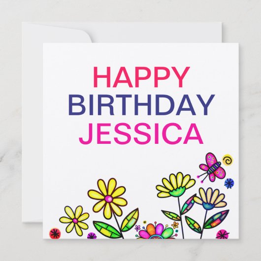 Rustieke kleurrijke kunstbloemen Happy Birthday Na Kaart (Voorkant)