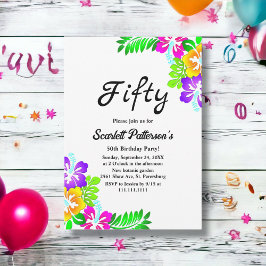 Rustieke kleurrijke Rozen Summer Floral 50th Birth Kaart