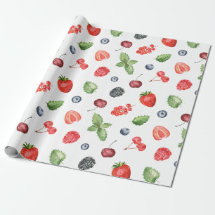 Rustieke kleurrijke Waterverf fruitpatroon Cadeaupapier