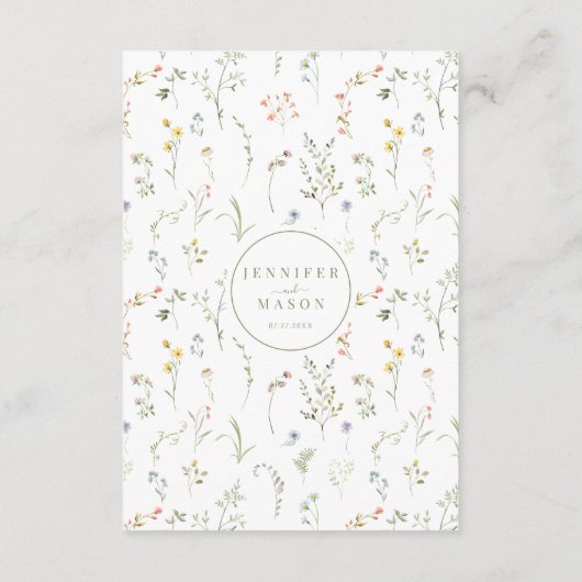 Rustieke kleurrijke Wildflower bruiloft details Ka Informatiekaartje (Achterkant)