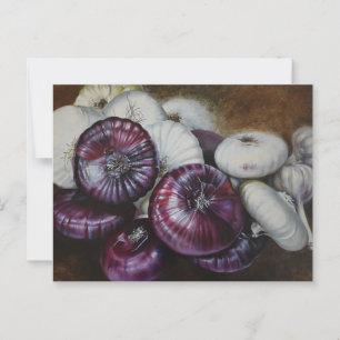 Rustieke knoflook en ui stilleven - Fijne Kunst Briefkaart