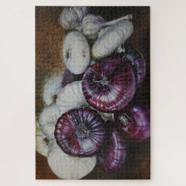 Rustieke knoflook en ui stilleven - Fijne Kunst Legpuzzel