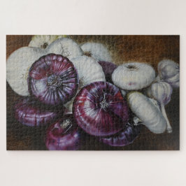 Rustieke knoflook en ui Stilleven - Fijne Kunst Legpuzzel