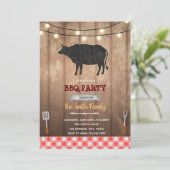 Rustieke koe BBQ thema Kaart (Staand voorkant)