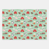 Rustieke Koe Farmyard Verjaardagspatronen Inpakpapier Vel (Voorkant 3)