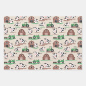 Rustieke Koe Farmyard Verjaardagspatronen Inpakpapier Vel (Voorkant 2)