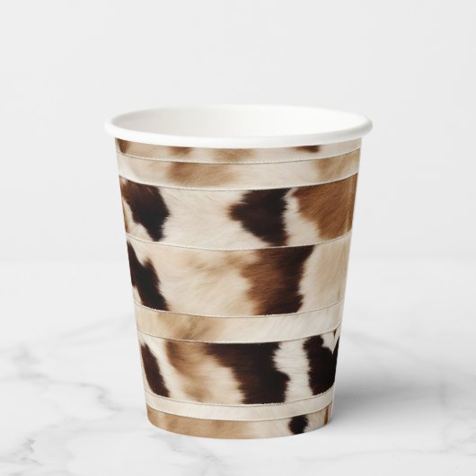 Rustieke Koe Print Westerne Country Cowboy Party Papieren Bekers (Achterkant)