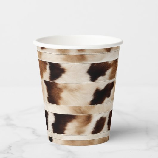 Rustieke Koe Print Westerne Country Cowboy Party Papieren Bekers (Voorkant)