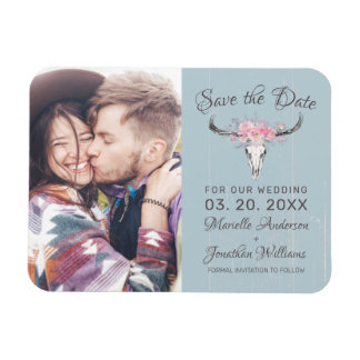 Rustieke Koe Schedel Bloemen Blush Waterverf B Fot Magneet