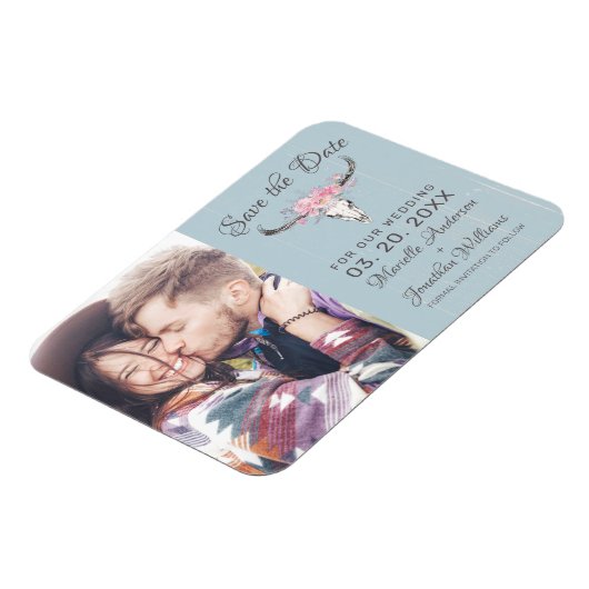 Rustieke Koe Schedel Bloemen Blush Waterverf B Fot Magneet (Linkerzijde)