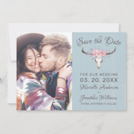 Rustieke Koe Schedel Bloemen Blush Waterverf B Fot Save The Date