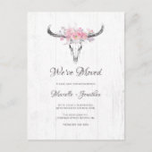 Rustieke Koe schedel Blush Floral Boho Moving Aankondigingskaart (Voorkant)