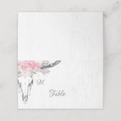 Rustieke Koe Schedel Boho Bloemen Blush Roze Huwel Plaatskaartje (Buitenkant ongevouwen)