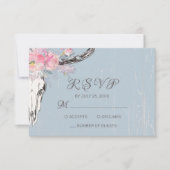 Rustieke Koe schedel Boho Bloemen Blush Waterverf  RSVP Kaartje (Voorkant)