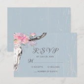 Rustieke Koe schedel Boho Bloemen Blush Waterverf  RSVP Kaartje (Voorkant / Achterkant)