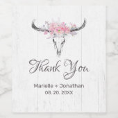 Rustieke Koe schedel Boho Bloemen Blush Waterverf Wijn Etiket (Enkel label)