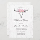 Rustieke Koe Schedel Boho Bloemen Roze Repetitie D Kaart (Voorkant / Achterkant)