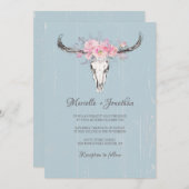 Rustieke Koe schedel Boho Blush Bloemen Waterverf  Kaart (Voorkant / Achterkant)