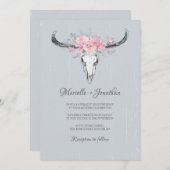 Rustieke Koe schedel Boho Blush Bloemen Waterverf Kaart (Voorkant / Achterkant)