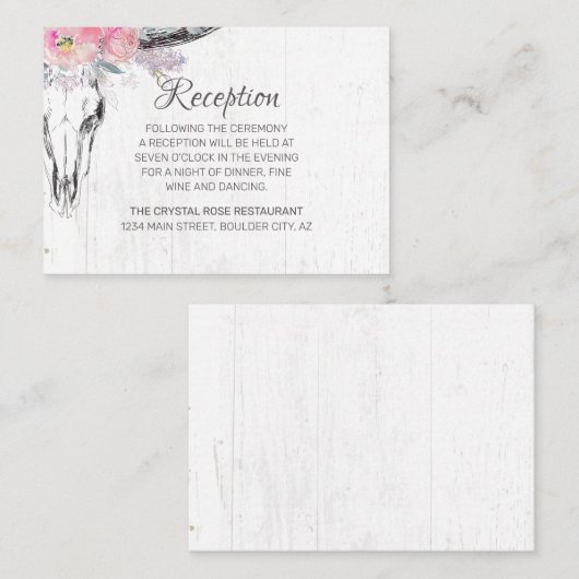 Rustieke Koe schedel Boho Blush Roze Waterverf Blo Informatiekaartje (Voorkant / Achterkant)