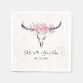 Rustieke Koe schedel Boho Blush Roze Waterverf Blo Servet (Voorkant)