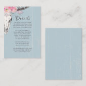 Rustieke Koe schedel Boho Blush Waterverf Bloemen  Informatiekaartje (Voorkant / Achterkant)