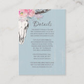 Rustieke Koe schedel Boho Blush Waterverf Bloemen  Informatiekaartje (Voorkant)