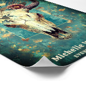 Rustieke Koe schedel Floral Boho Western Business  Poster (Hoek)