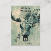 Rustieke Koe schedel Floral Boho Western Visitekaartje (Voorkant)