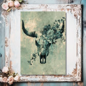 Rustieke Koe schedel Floral Boho Westerne bruiloft Kaart