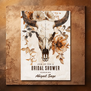 Rustieke Koe schedel Floral Western Boho Vrijgezel Kaart
