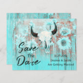 Rustieke Koe Skull Boho Blauwgroen Zonnebloemen Bu (Voorkant / Achterkant)