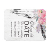 Rustieke Koe Skull Boho Bloemblush Wijzig de datum Magneet (Horizontaal)