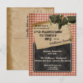 Rustieke Koeien Rundvlees Achtertuin Cookout BBQ P Uitnodiging Briefkaart (Voorkant / Achterkant)