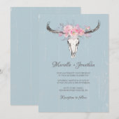 Rustieke Koeien Schedel Boho Blush Bloemrijke Wate Kaart (Voorkant / Achterkant)