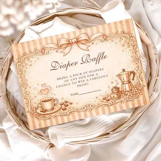 Rustieke koffie baby shower luier raffle informatiekaartje