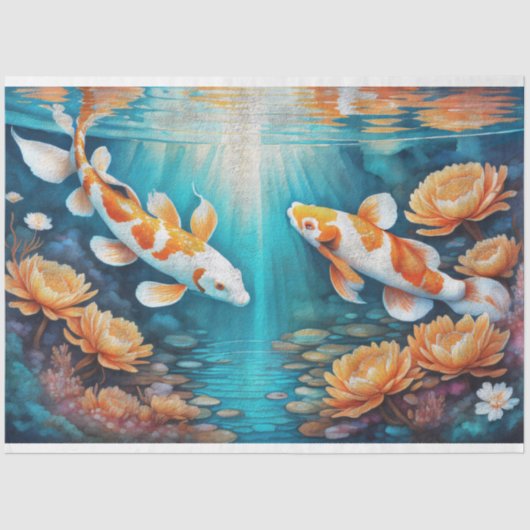  rustieke koi vis decoupage tissuepapier (Voorkant)