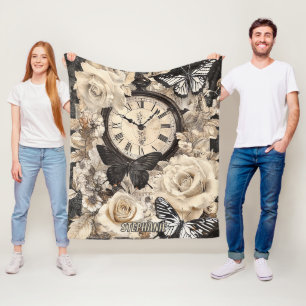 Rustieke Kompas Vlinder Botanische Bruine Fleece Deken
