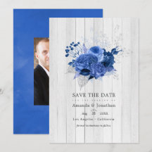 Rustieke Koninklijk Blauwe en Zilveren Bloemen Huw