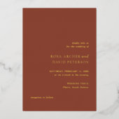 Rustieke Koper Editoriale Moderne Trouw Folie Uitnodiging (Voorkant)