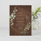 Rustieke Koper Geometrische Eucalyptus Houten Foto Kaart (Staand voorkant)